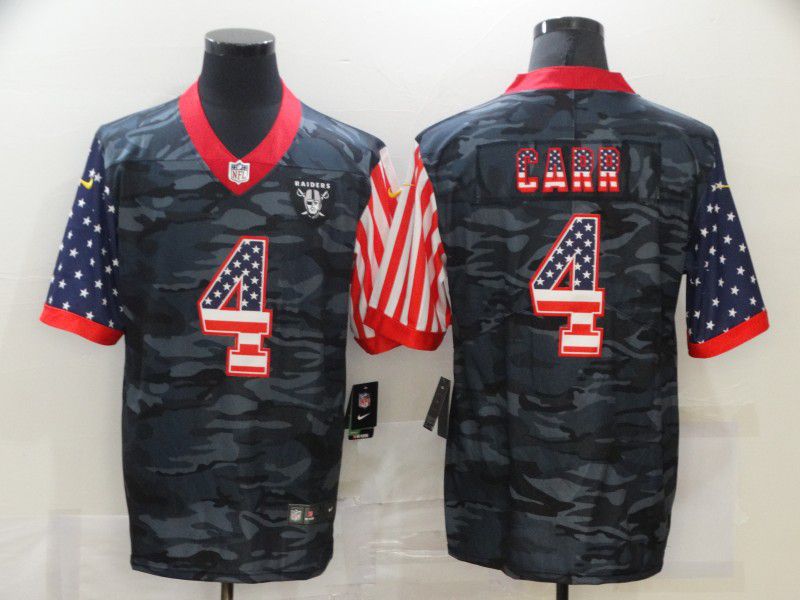 Men Oakland Raiders #4 Carr Camouflage national flag Nike Limited NFL Jersey